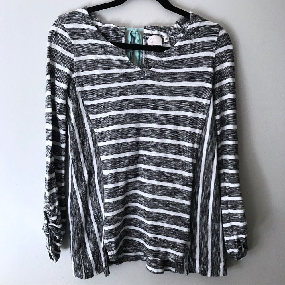 Anthropologie Postmark Striped Tie Back Shirt Top
